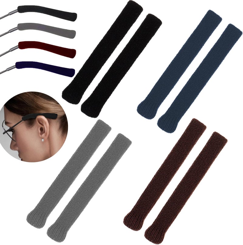 YMCCOOL Eyeglass Retainers, Soft Knitting Cotton Fabric Glasses Ear Grippers, Anti Slip Temple Tips, 55mm - 90mm, 4 Colors - Image 1